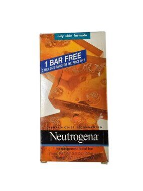 Neutrogena 3-Pack Transparent Facial Bar Soap Oily Skin Formula 3.5oz Each